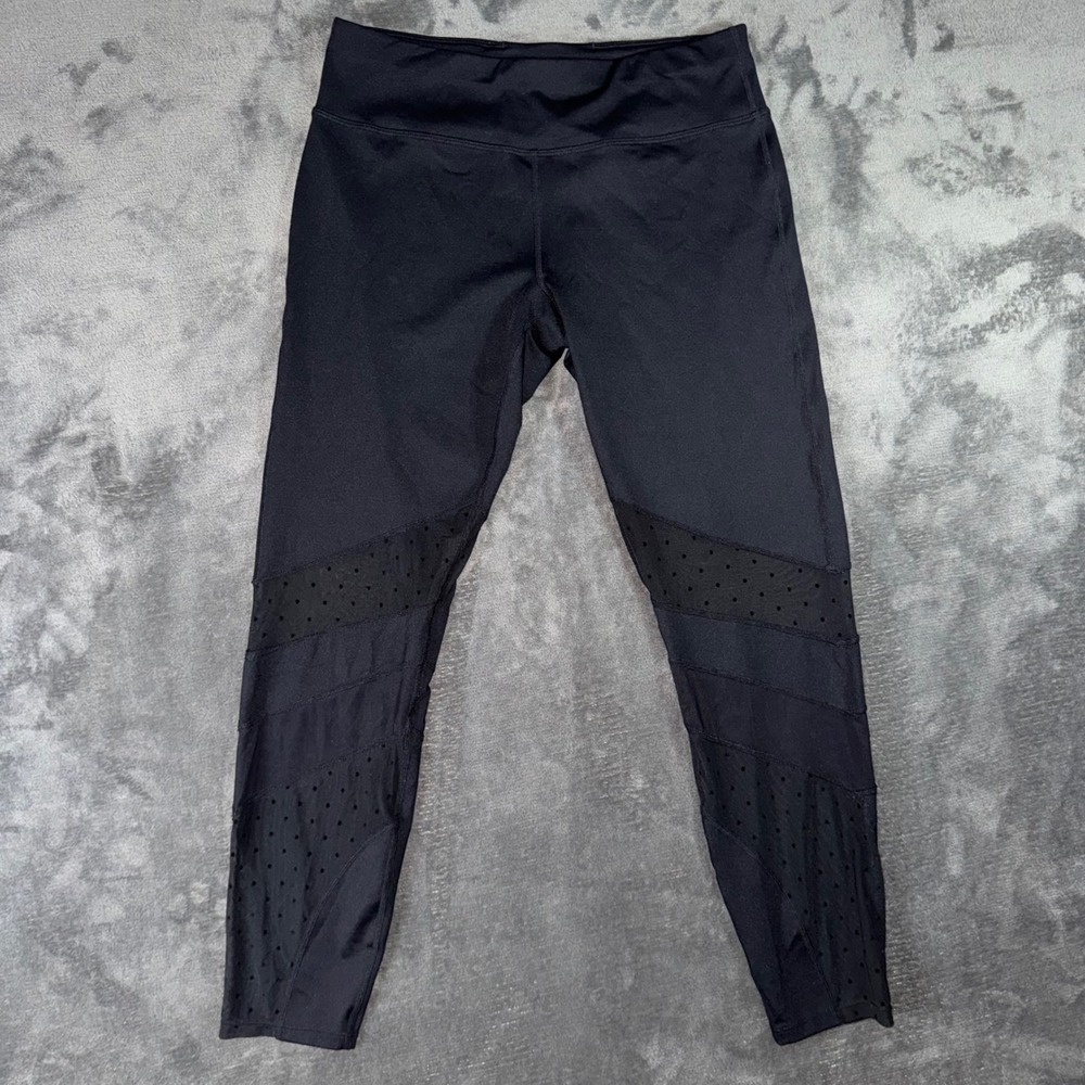 Womens Large Ivanka Trump Leggings Black Excellent Mesh Dot Activewear Yoga
